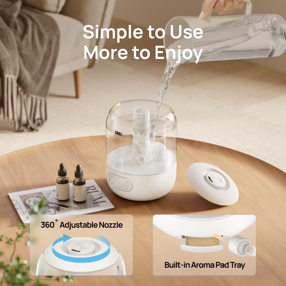 3L Ultrasonic Cool Mist Humidifier for Bedroom 30H Runtime Quiet Aroma Diffuser