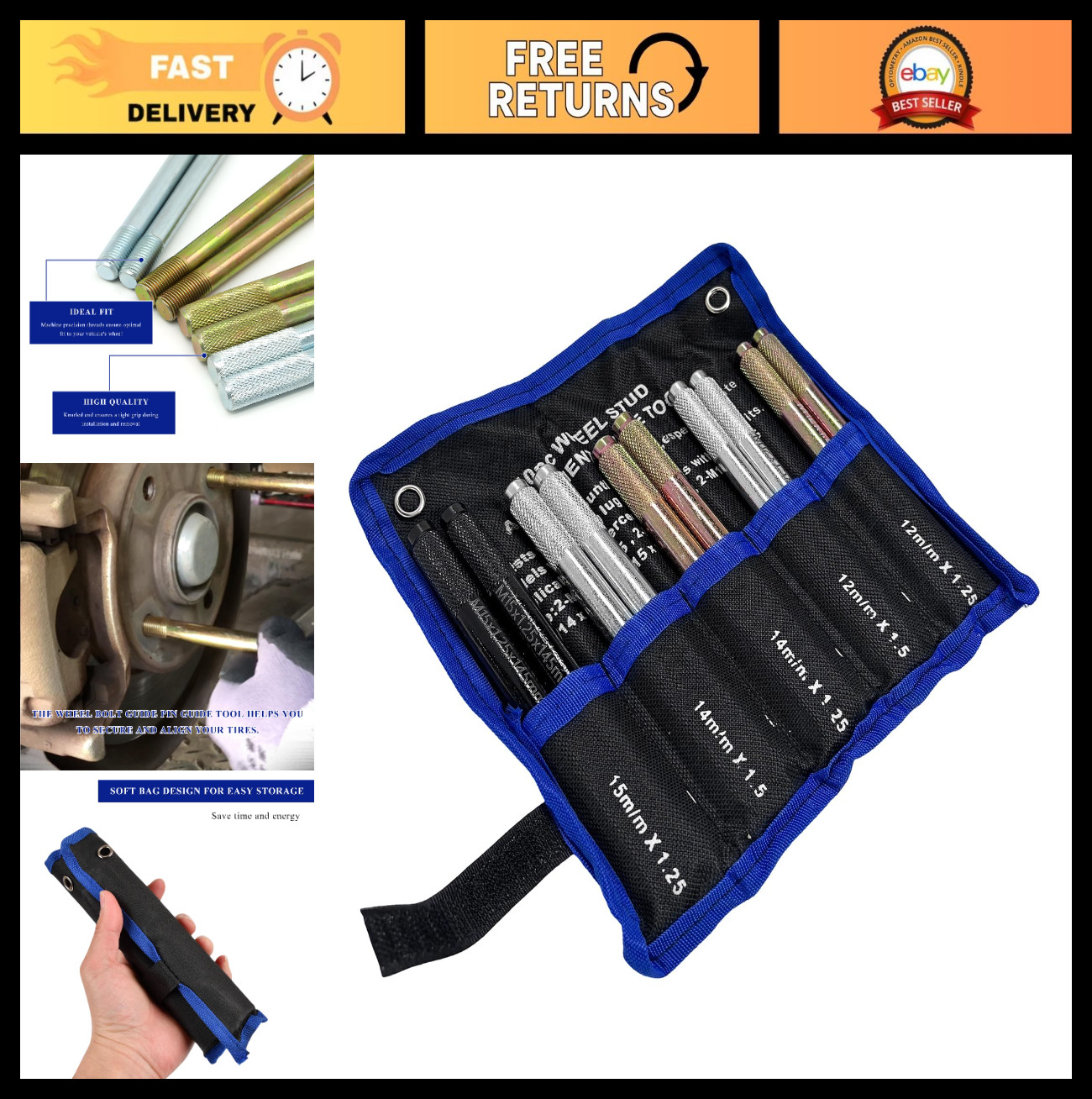 10 PCS Wheel Alignment Pins - M12 M14 M15 Tire Hanger Guide Tools for Balancing