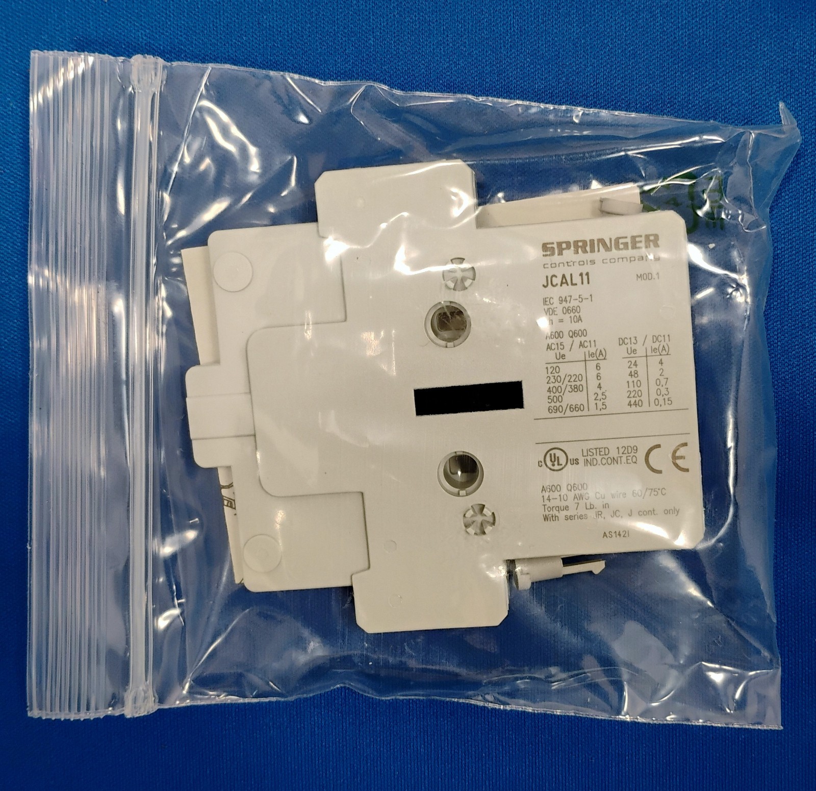 Springer Controls JCAL11 Aux Contacts, NEW