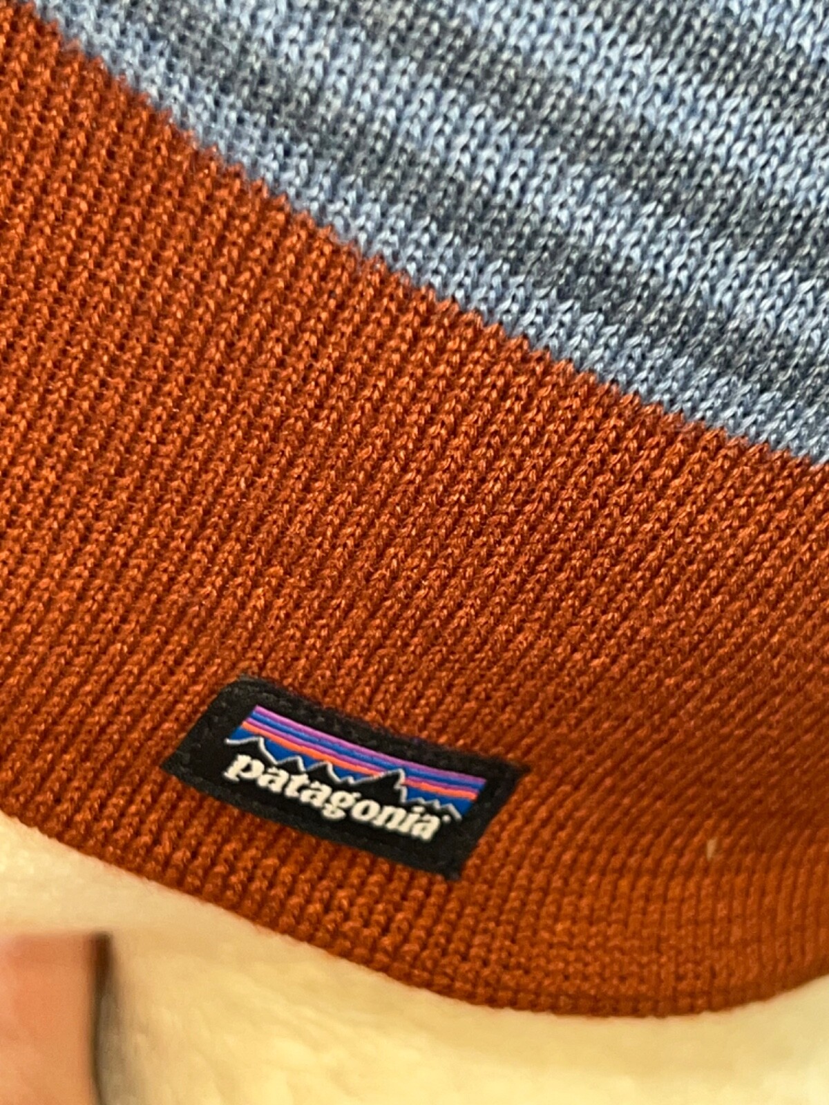 Patagonia Stocking Hat Rust Blue Green Gray solid stripes OSFA EUC