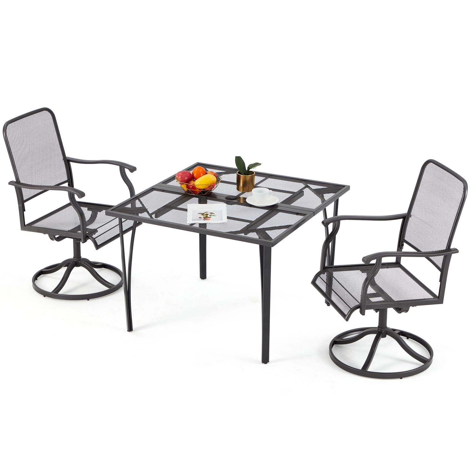 3 Pieces Outdoor Patio Dining Furniture Set 2-Chairs 1-Table Backyard Garden