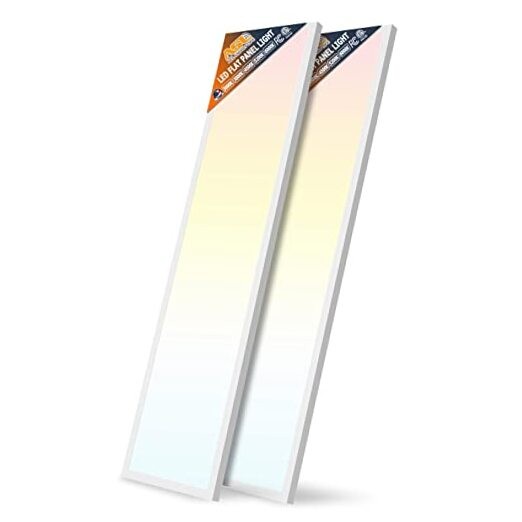 1x4 Led Flat Panel Light Surface Mount Ceiling Light, 1x4FT 5CCT (2-Pack) White