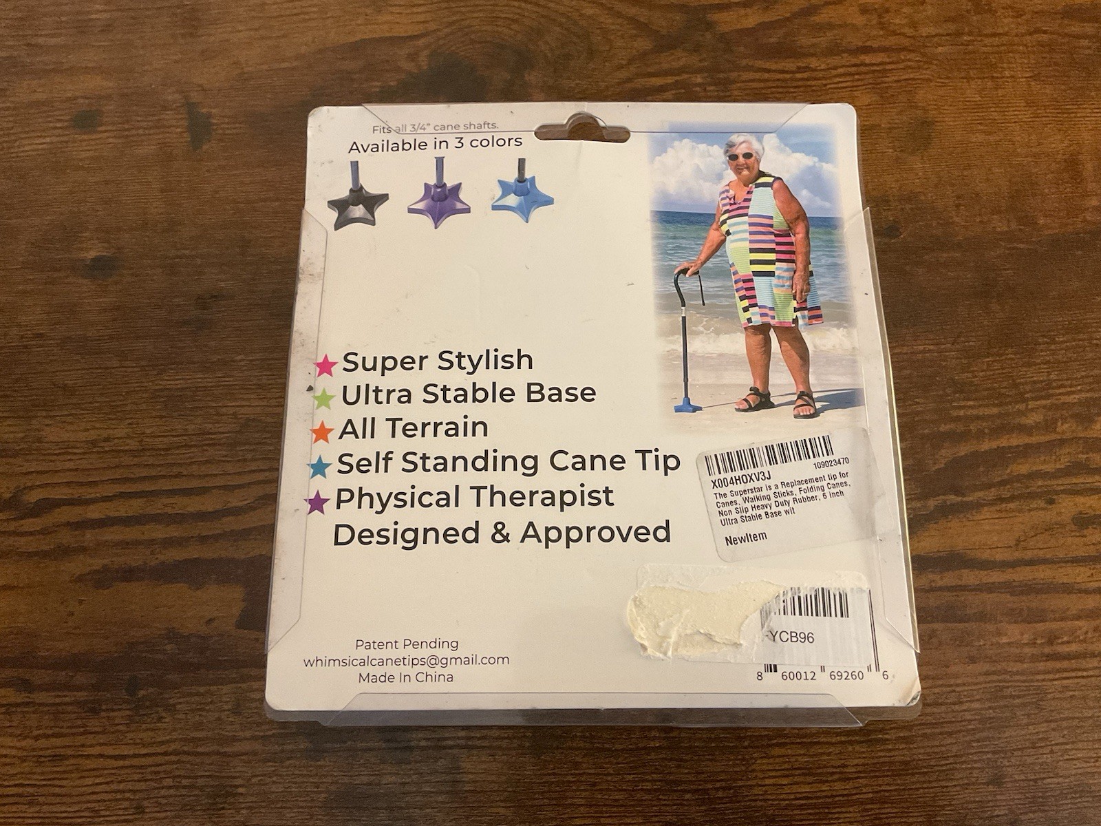 Superstar Self Standing Cane Tip Non-Slip Heavy Duty Rubber Base Prevent Slip
