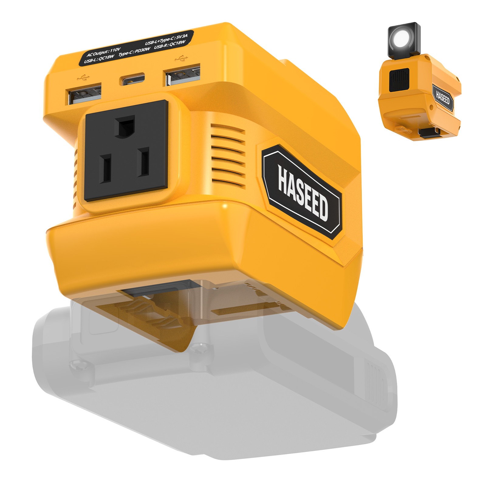 200W Power Inverter for DeWalt 20V Battery 20V to AC 110V Portable Camping USB
