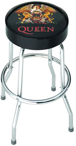 Queen - Rocksax - Queen - Classic Crest Logo - Bar Stool With Swivel Seat (Black
