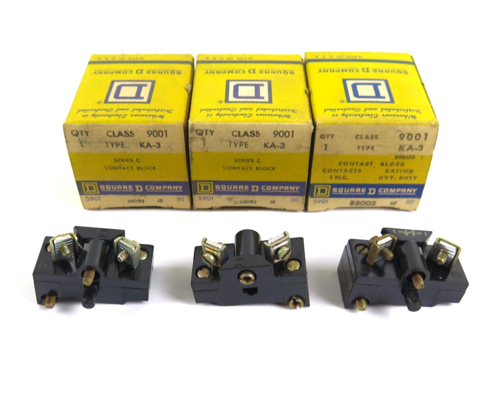 Lot of 3 Square D 9001-KA3 Contact Block 9001KA3 - NOS