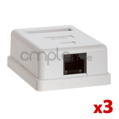 Single Hole Surface Mount Box Keystone Jack Cat5 Cat5e 1 Port Lot of 3 NEW