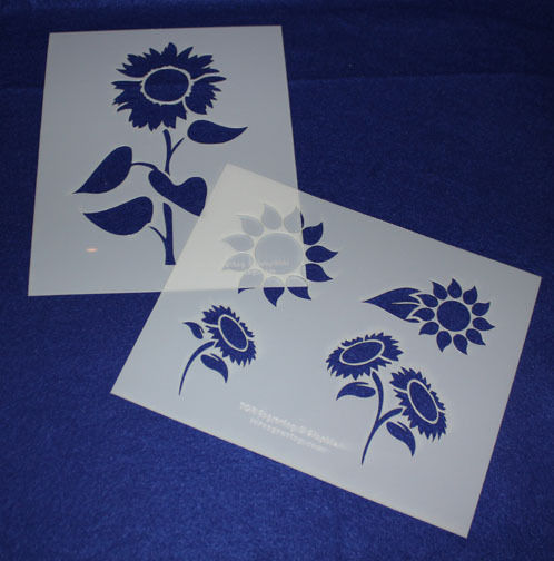 2 Piece Set -Mylar 14 Mil SunFlower Stencils  Painting/Crafts/Stencil/Template