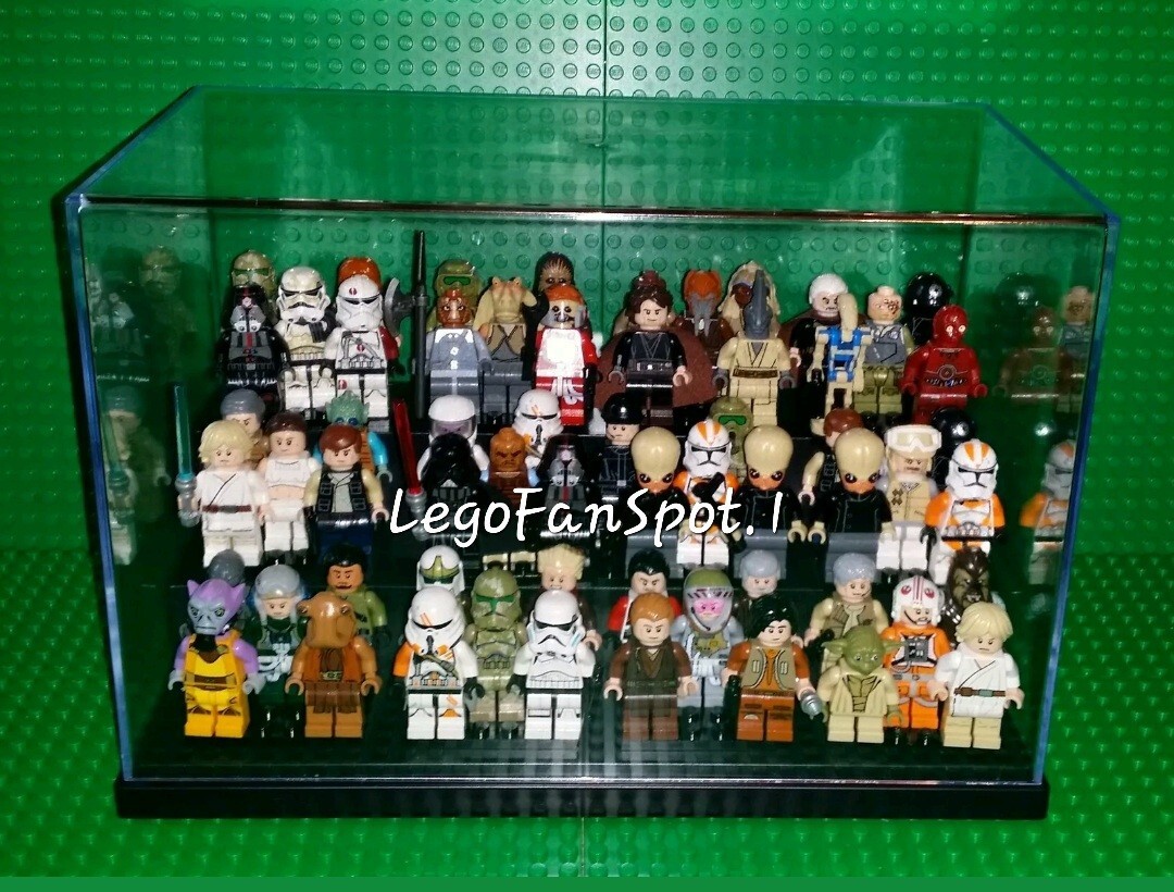 Lego Star Wars Minifigure Collectors Multi Tier Display Case +Black lego plates