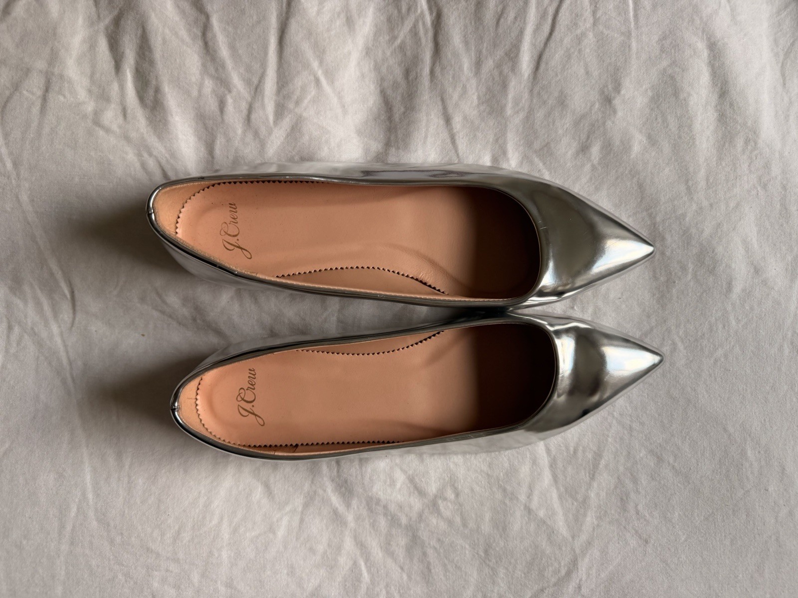 J Crew Flats Ballet Flats Size 9 Silver Brand New Point Toe