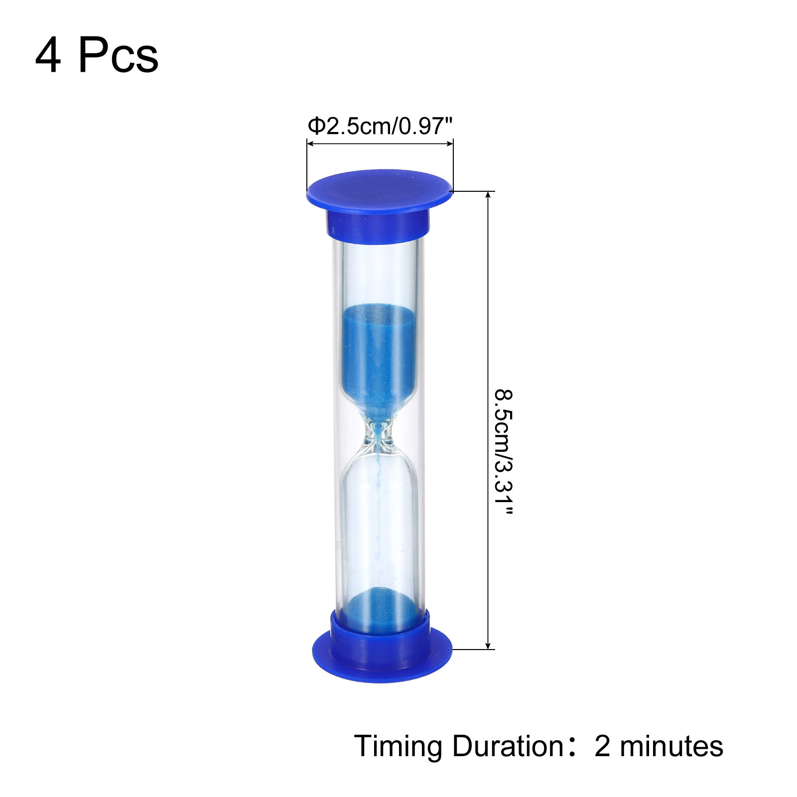 2 Minute Sand Timer, 4Pcs Small Sandy Clock, Count Down Sand Glass Blue