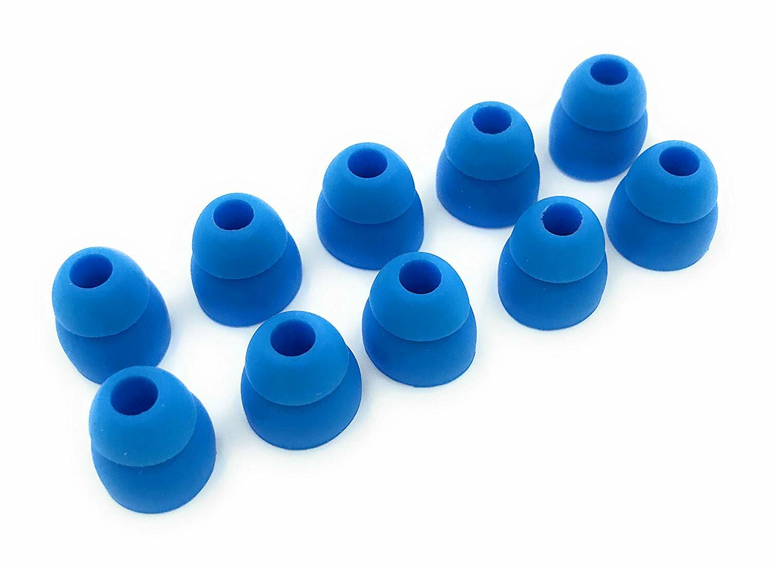 Bi Tip Replacement Earbud Tips Covers Powerbeats & More - 5 Pairs (Flash Blue)