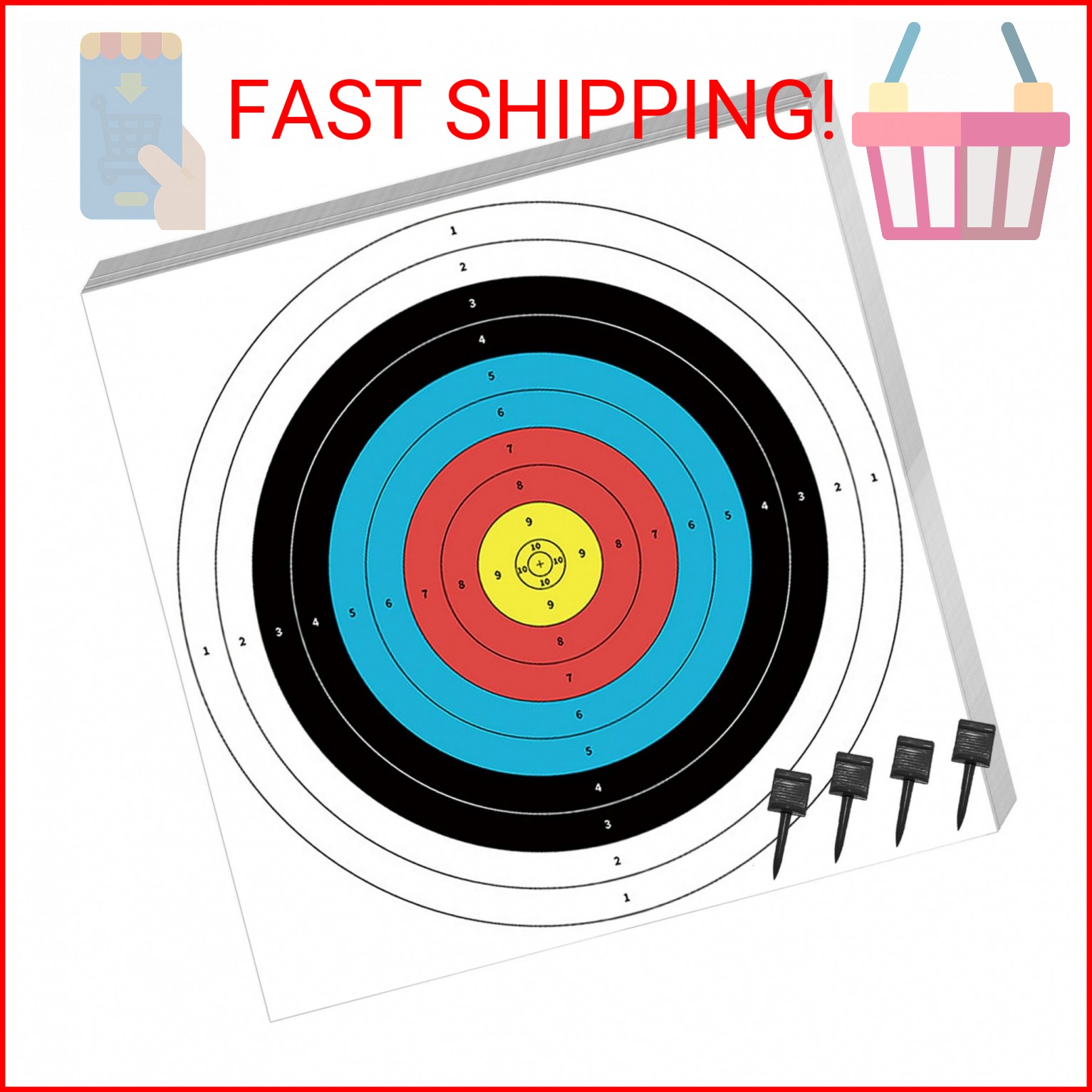 SenseYo 15 Pcs Standard Archery Targets Paper for Backyard, 16 Inch 10 Rings Bow