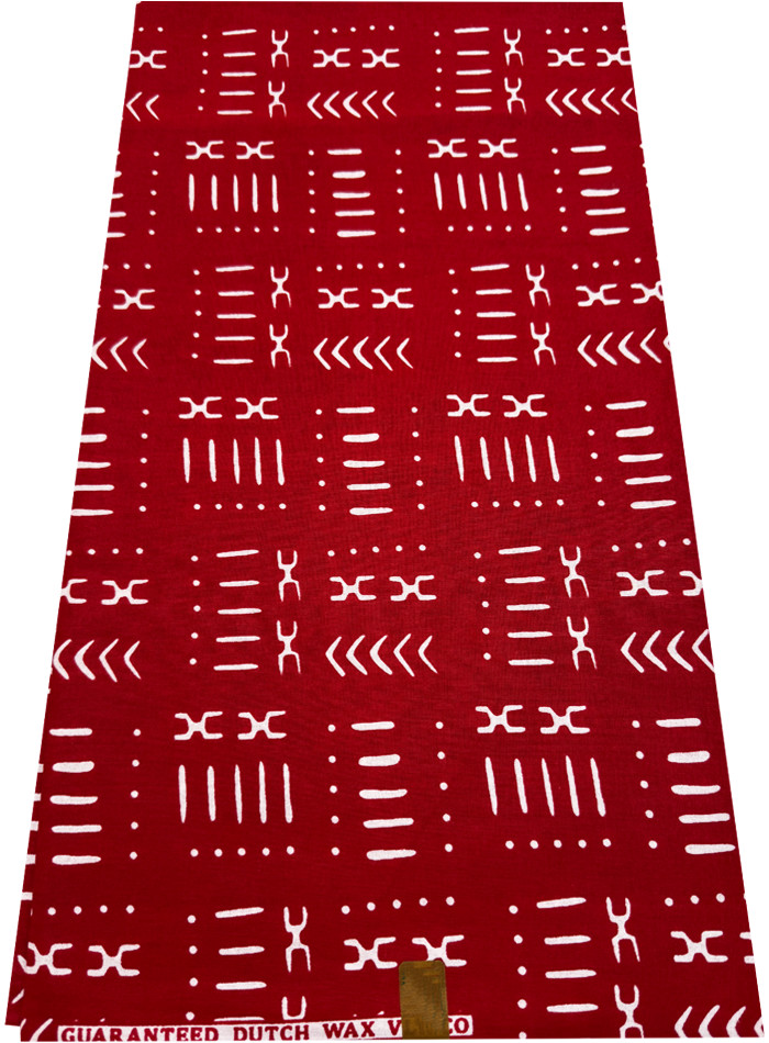 African Super Quality Wax Prints Sell by 6 Yards- Red  and White