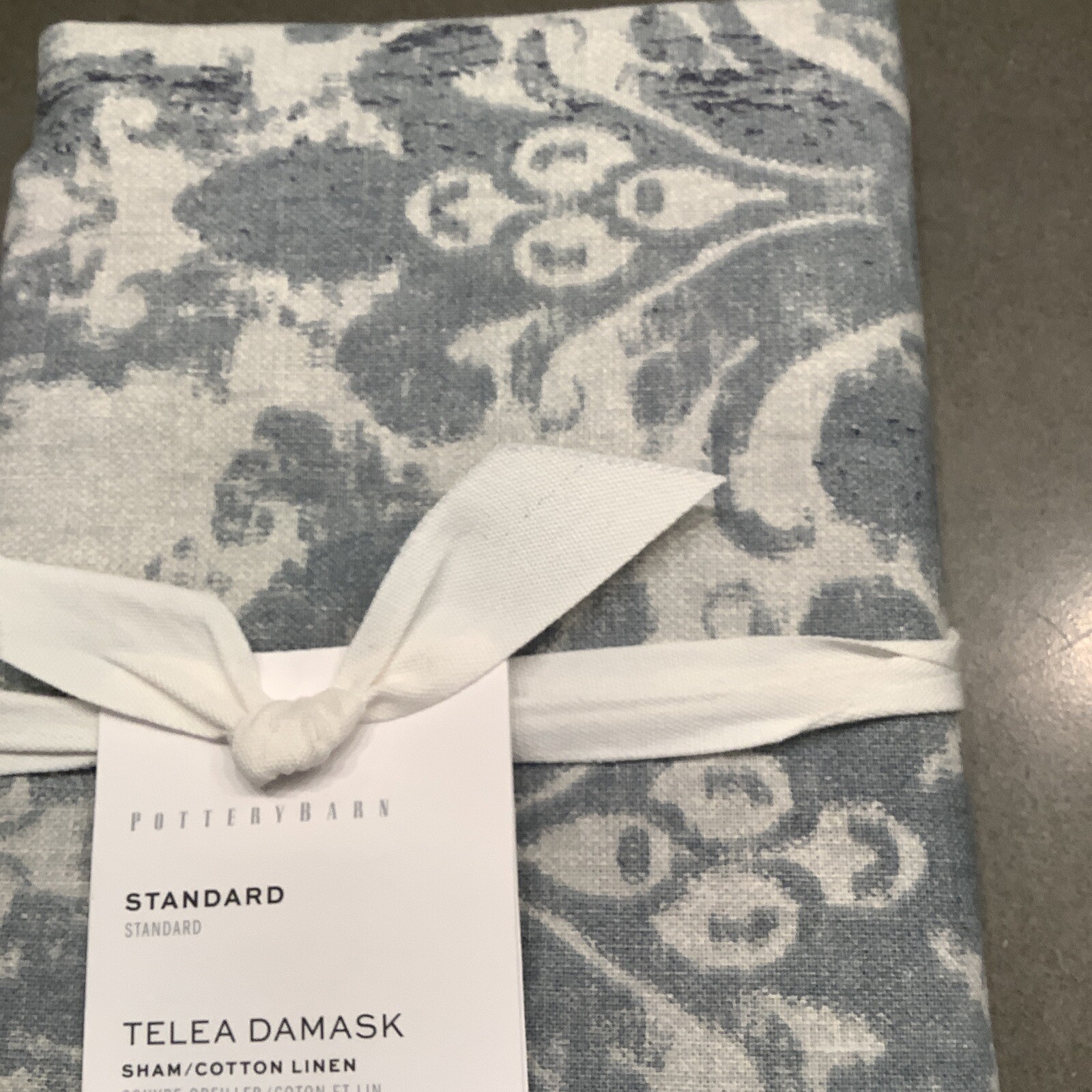 POTTERY Barn TELEA DAMASK STANDARD Sham SLATE BLUE #6742