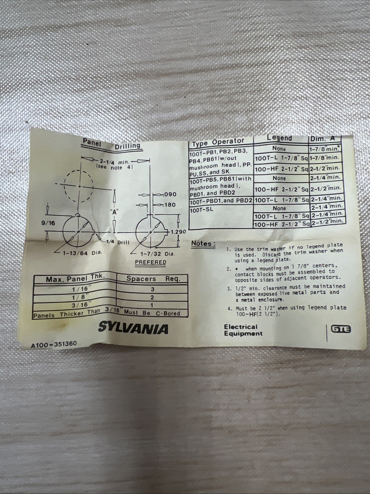 SYLVANIA CLARK BUL. 100T SS3MB3 SELECTOR SWITCH