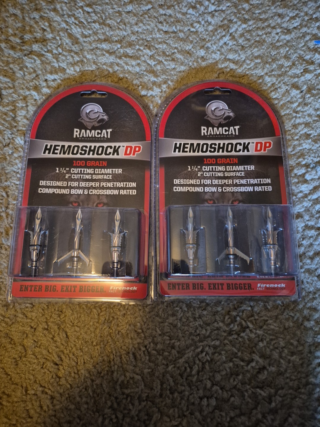 2 Packs RAMCAT Hemoshock DP 100 Grain Mechanical Broadhead 1 1/4" (2 pack  Deal)