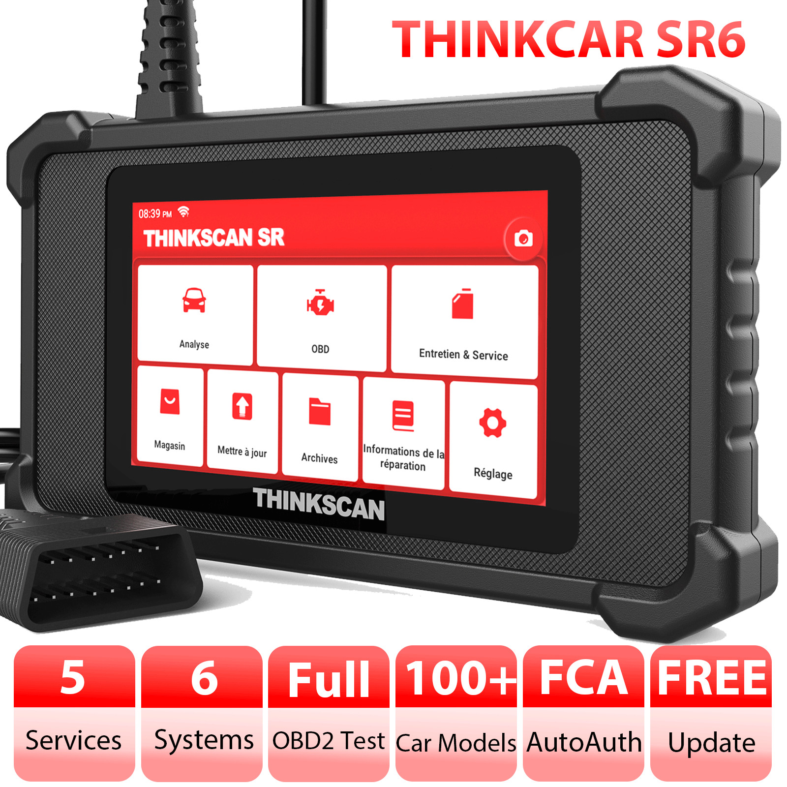 THINKCAR SR6 Full OBD2 Test Scanner ABS SRS TCM BCM TPMS System Diagnostic Tool