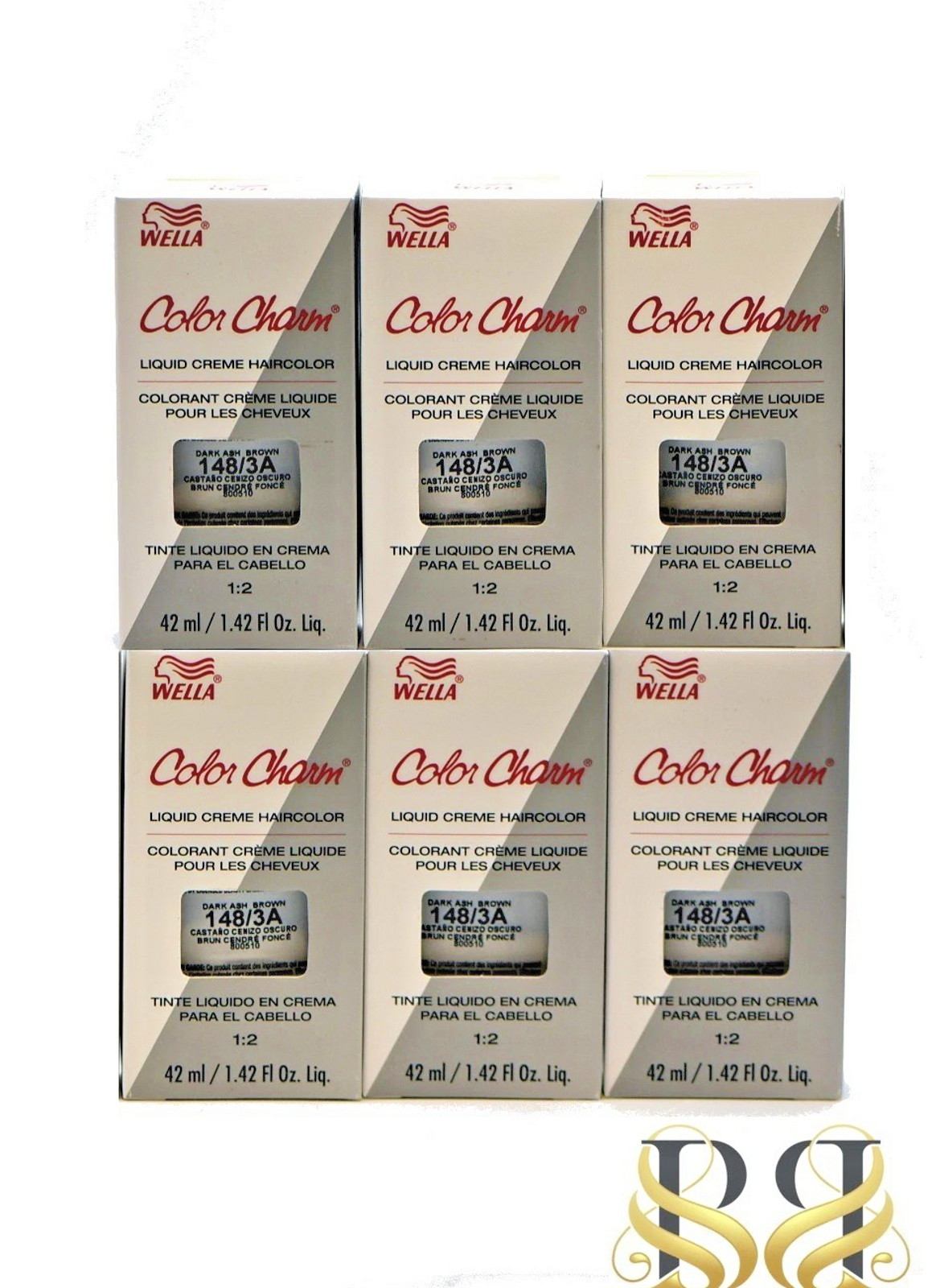 Wella Color Charm Permanent Liquid Hair Toner 3A Dark Ash Brown (6 pack)
