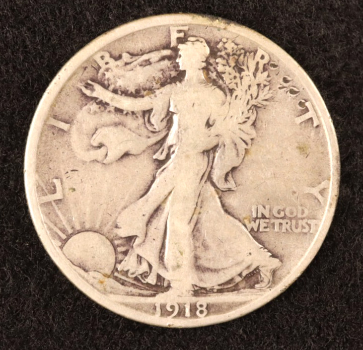 Early Date 1918-S Walking Liberty Half - VG Cond w-Decent Appearance (#JE01-002)