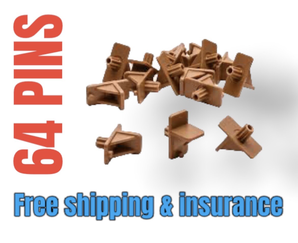1/4 Inch square plastic shelf pins / brackets (64 Pieces)