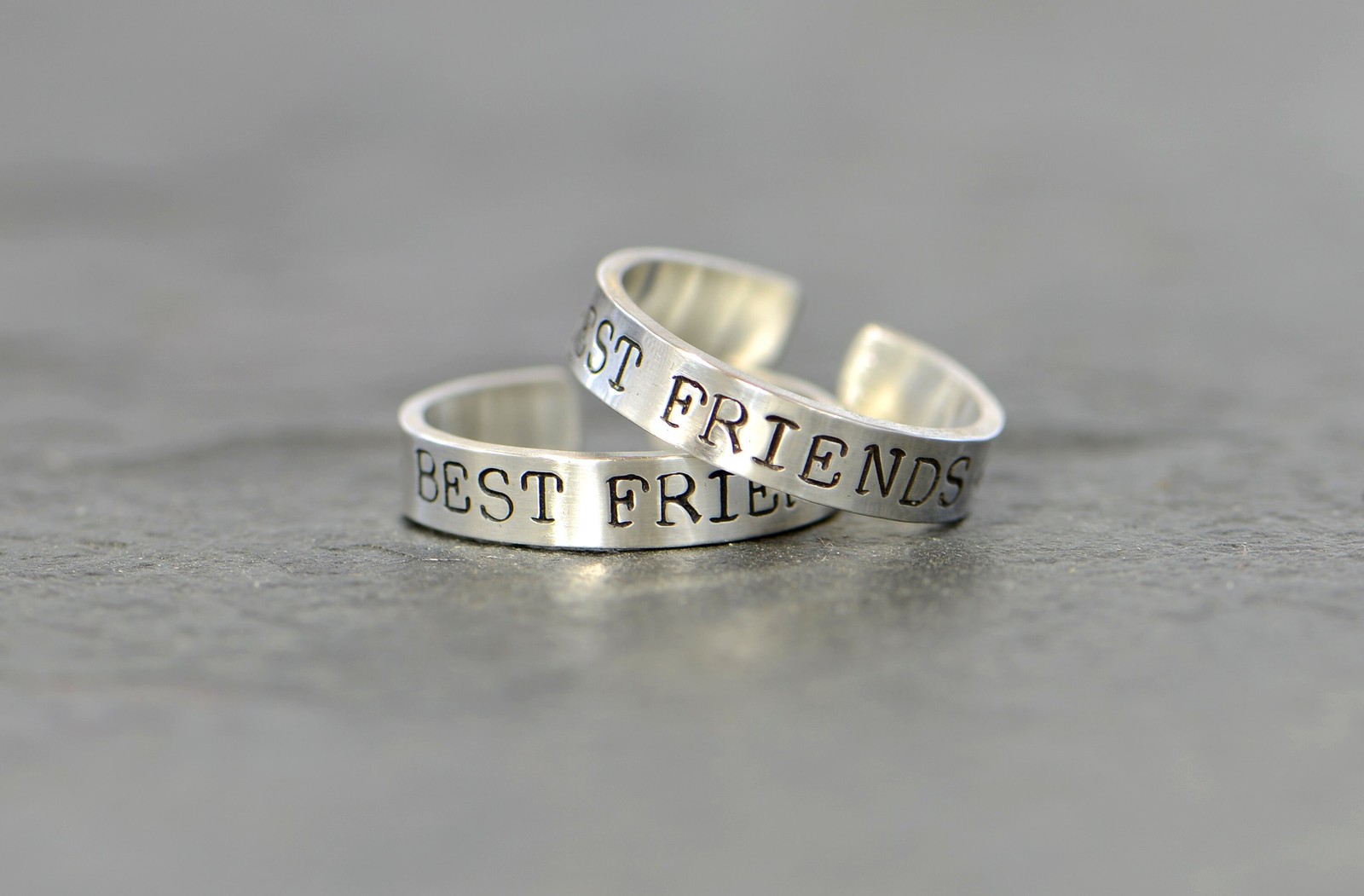 best friends sterling silver toe ring set - best friends midi or pinky ring set