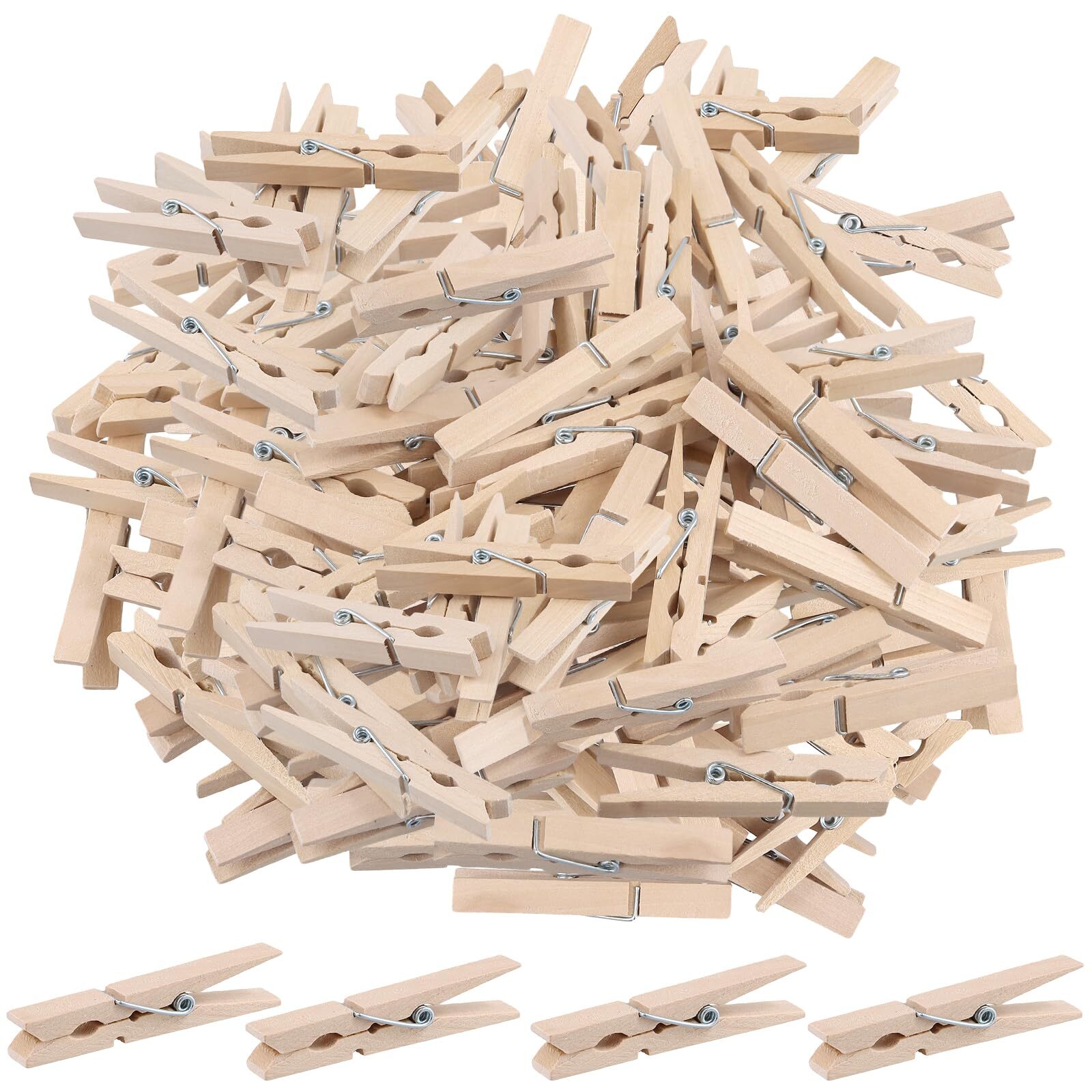 300pcs 2.83 Inch Wooden Clothespins Wood Laundry Clips Wooden Close Pegs Clot...