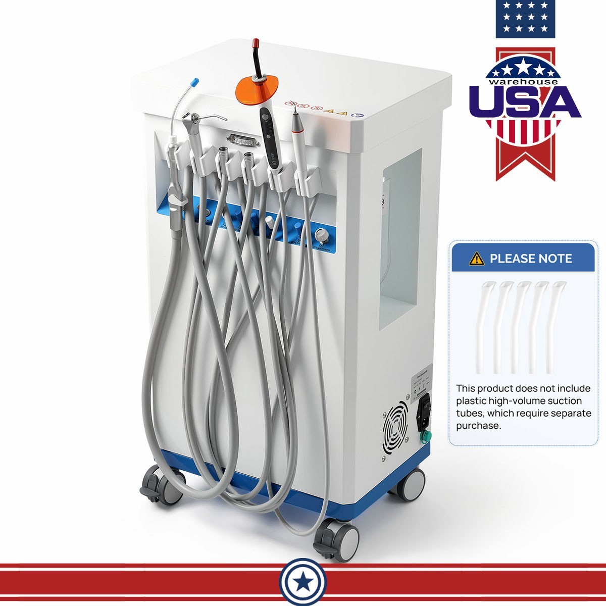 Portable Dental Mobile Delivery Unit Suction Cart Built in Air Compressor