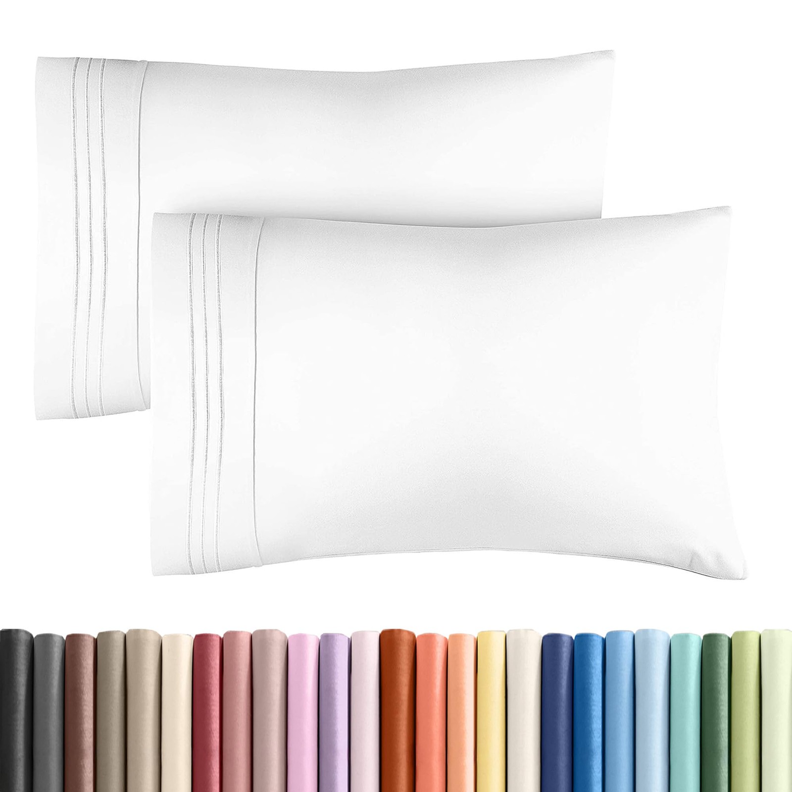 King Pillow Cases Set of 2 Cozy Pillowcase Covers White