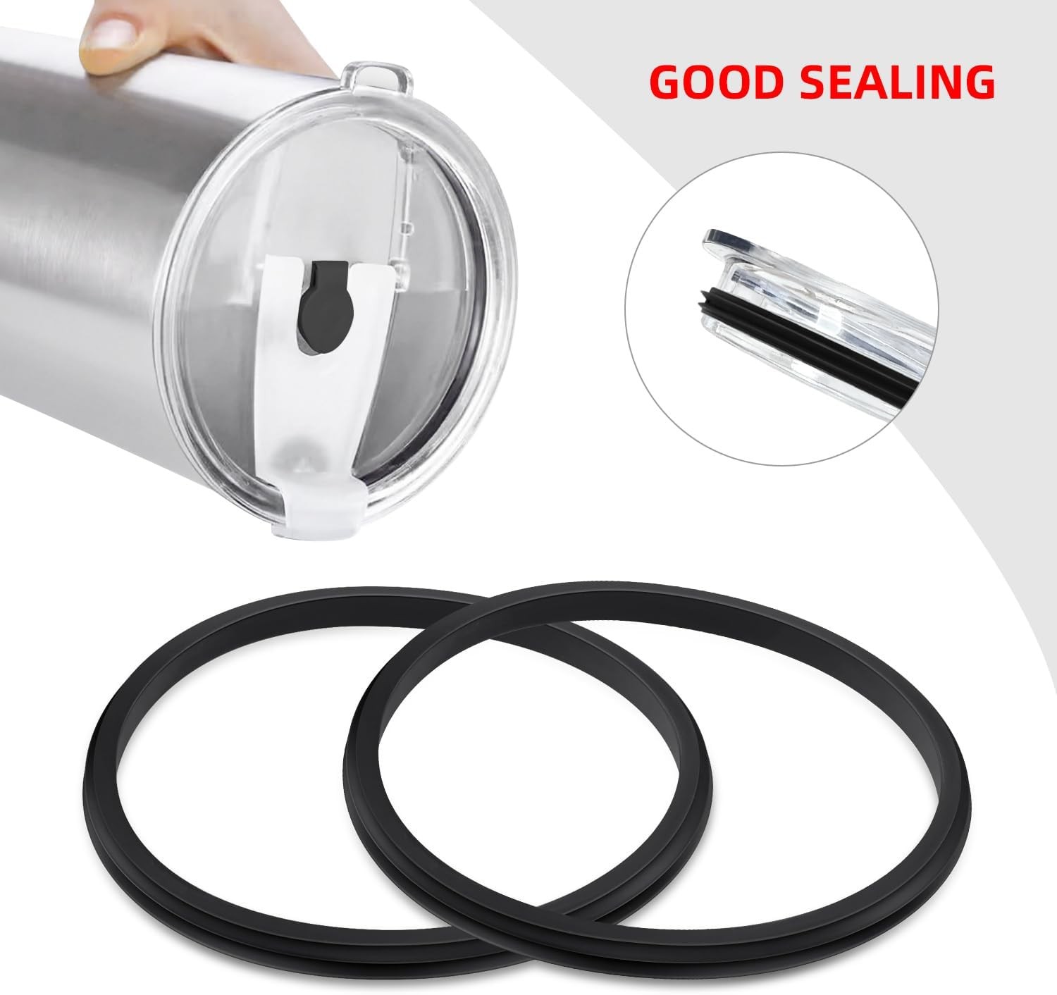 5 Pcs Black Replacement Lid Seal Gaskets,Rubber Seal Replacement Gasket for Lid