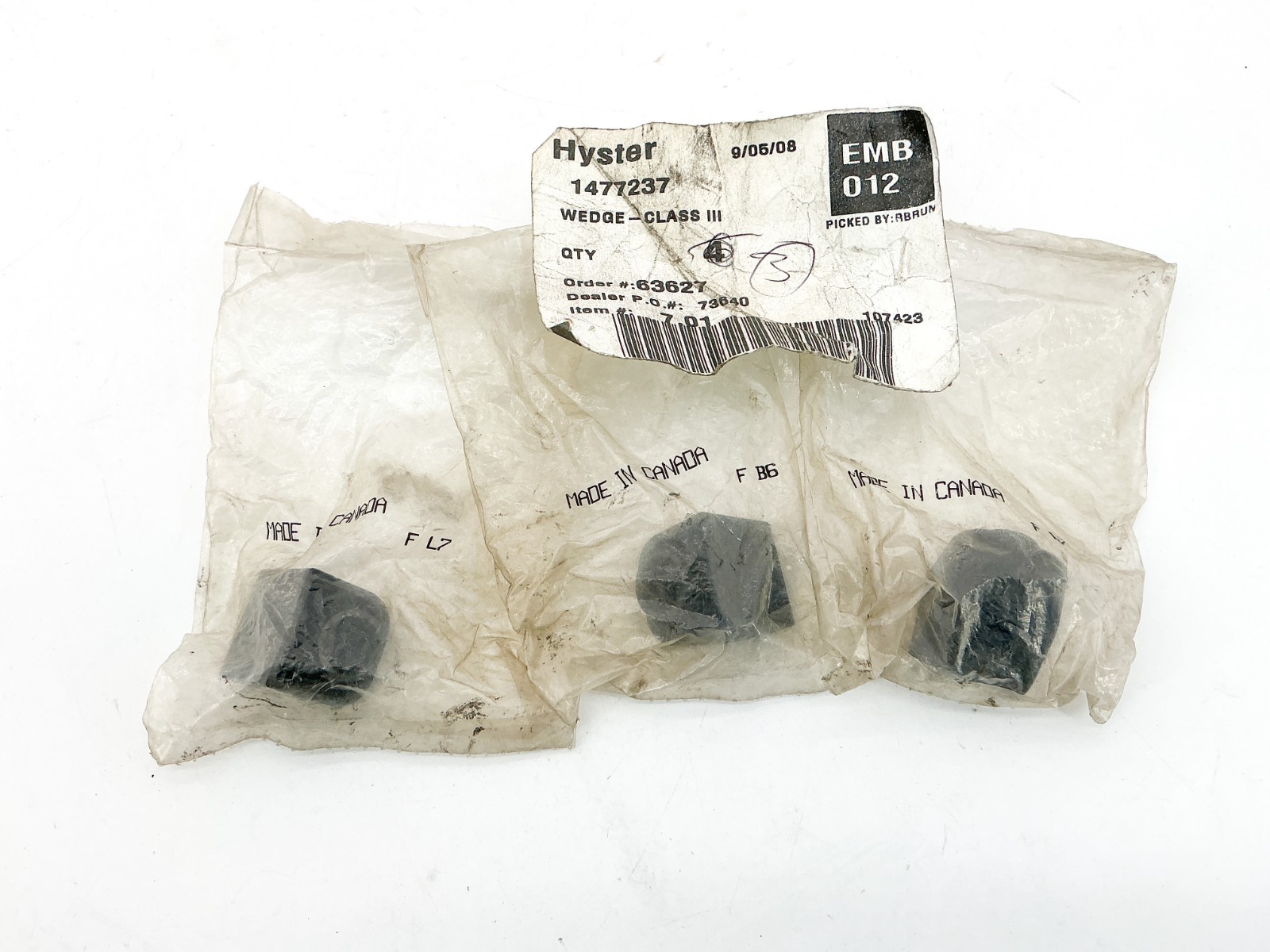 New Lot of 3 Hyster 1477237 Class III Wedge
