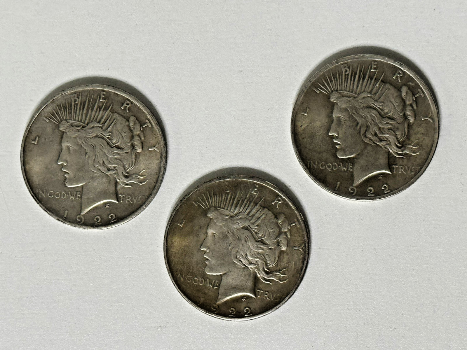 1922 Liberty Peace Dollar Two Headed Novelty Coins - Lot of 3