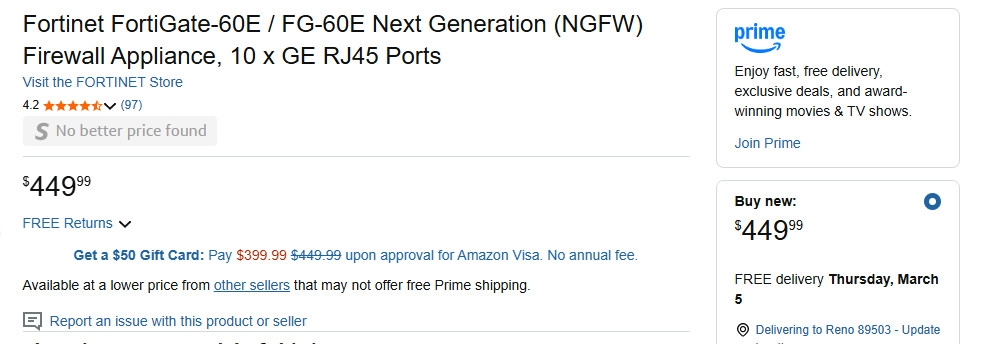 Fortinet FG-6oG Firewall Network Security - NEW IN BOX