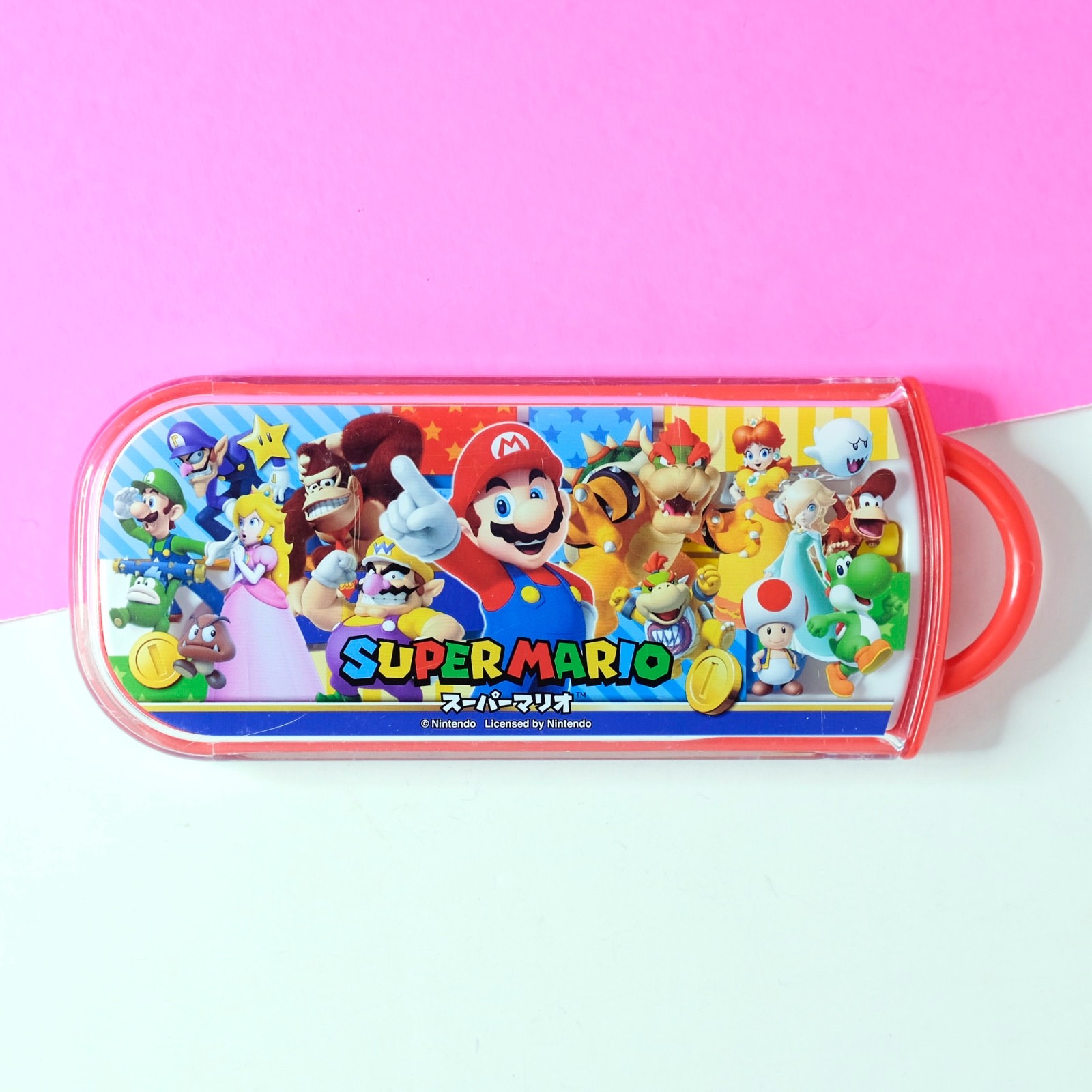 Skater Super Mario Eating Utensil Set with Case Fork Spoon Chopsticks Red TSC-1A