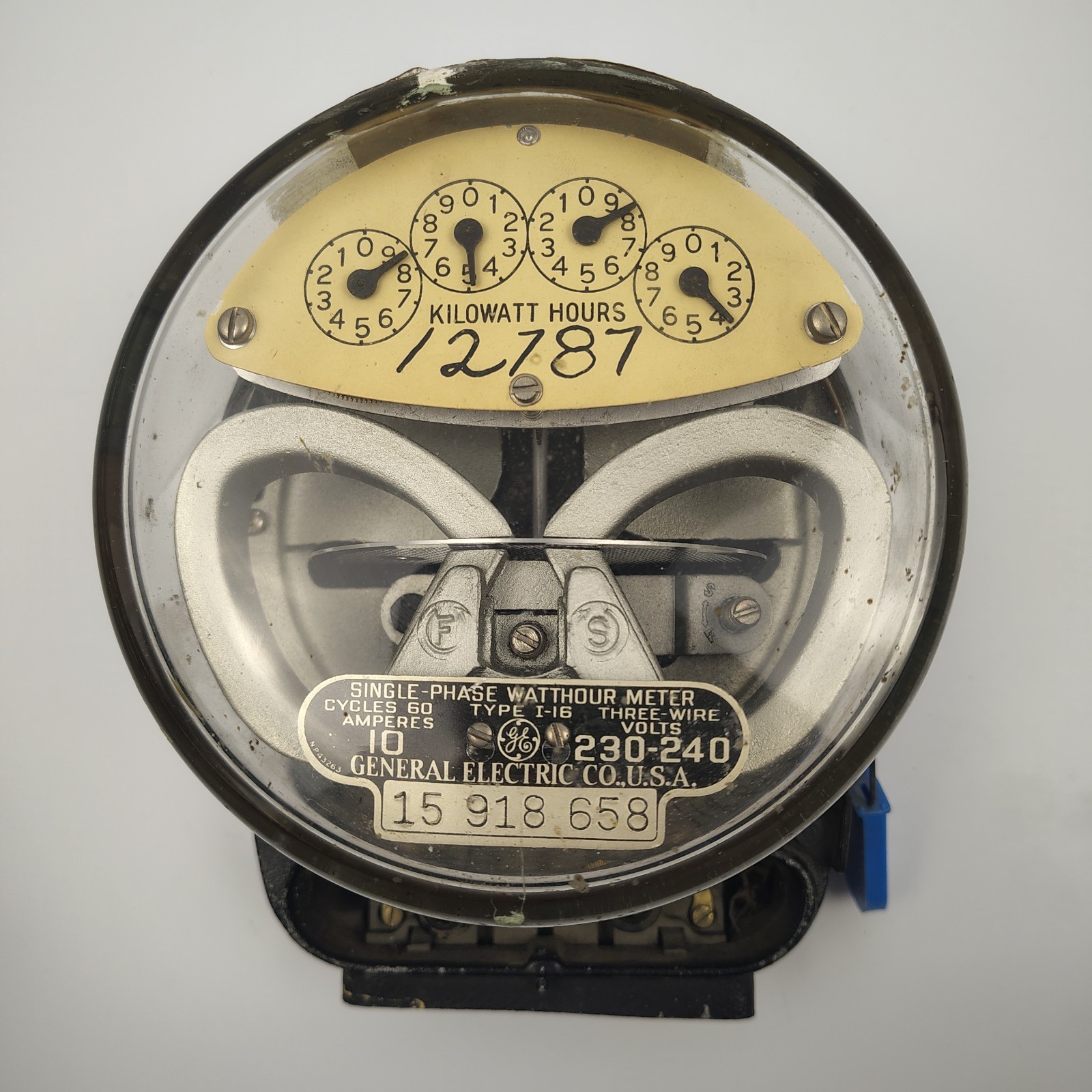 1930 General Electric 10 AMP 230-240 Volt Type I-16 Single Phase Watthour Meter