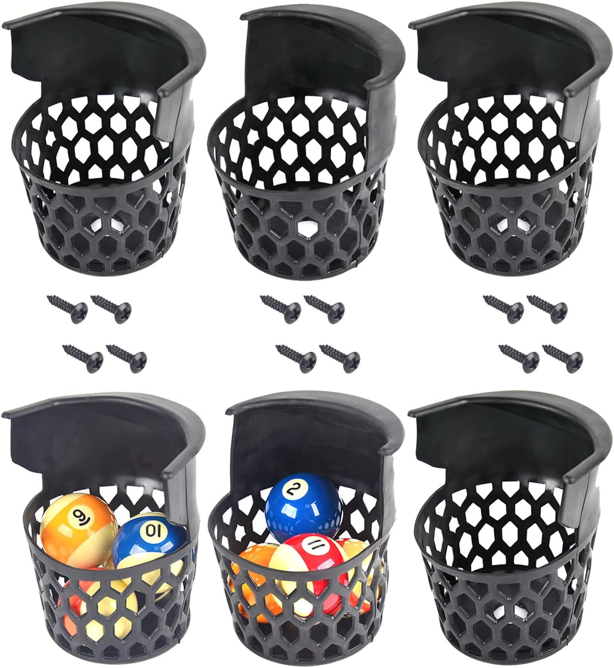 Billiard Pool Table Pockets Heavy Duty PU Leather Billiard Pockets Set of 6，Incl