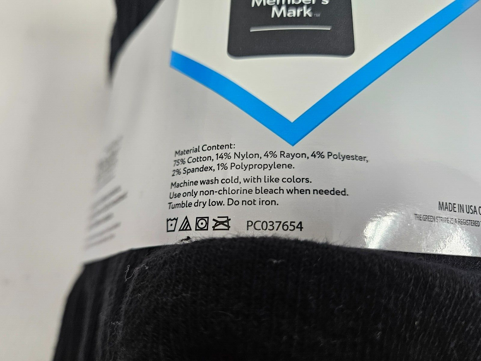 Member's Mark Men Crew Socks 10 Pair 75% Cotton Sizes 6-12 BLACK MADE IN USA