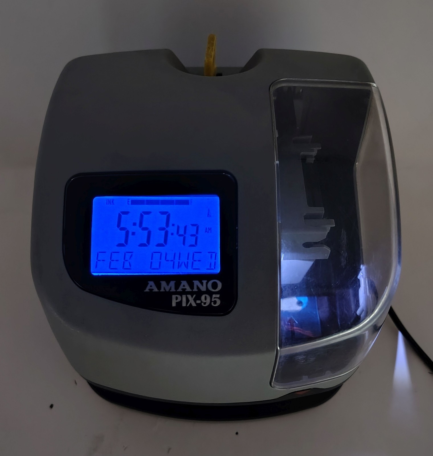Amano PIX-95 Electronic Time Clock Recorder Time Punch Clock LCD Display w/ Key