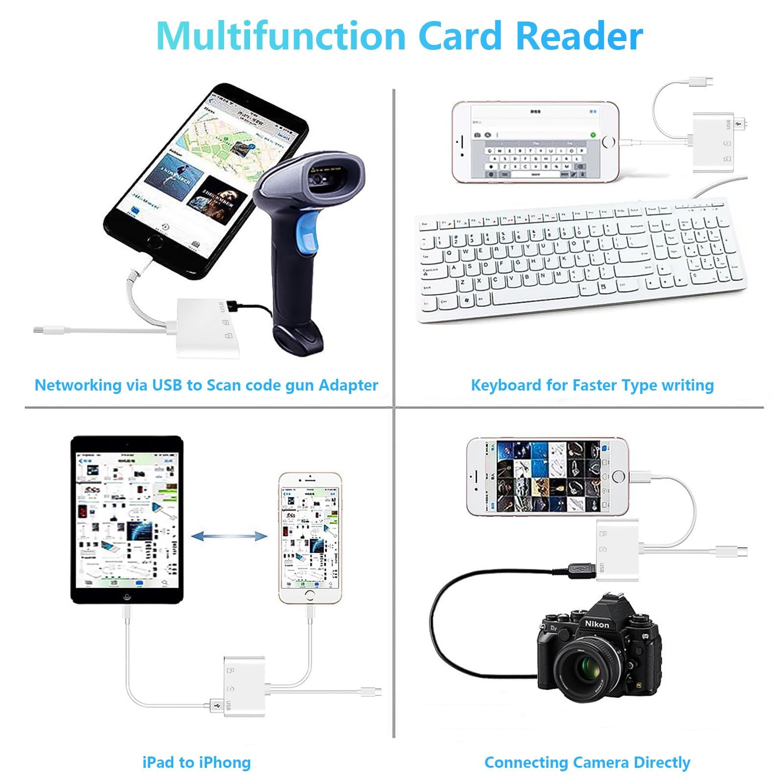 SD Card Reader for iPhone iPad Mac, Lightning & USB-Dual Connectors Memory Ca...