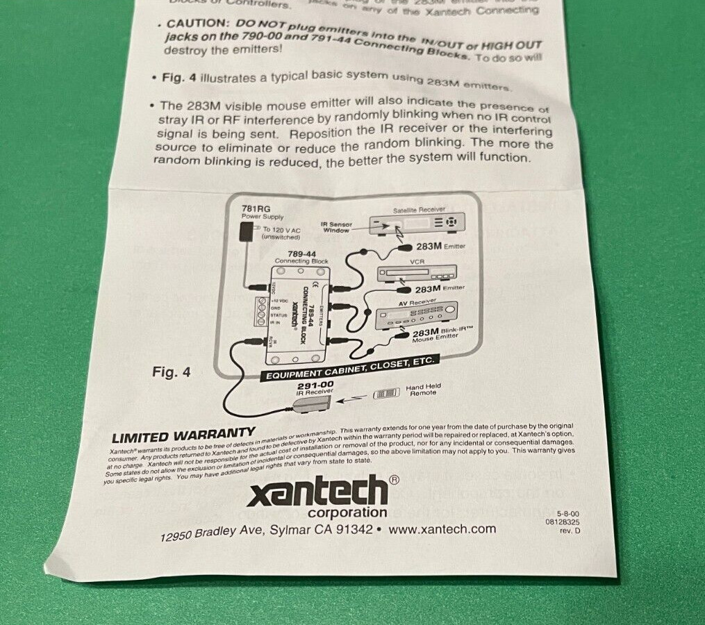 Xantech 283M Blink-IR Mouse Emitter. NOS