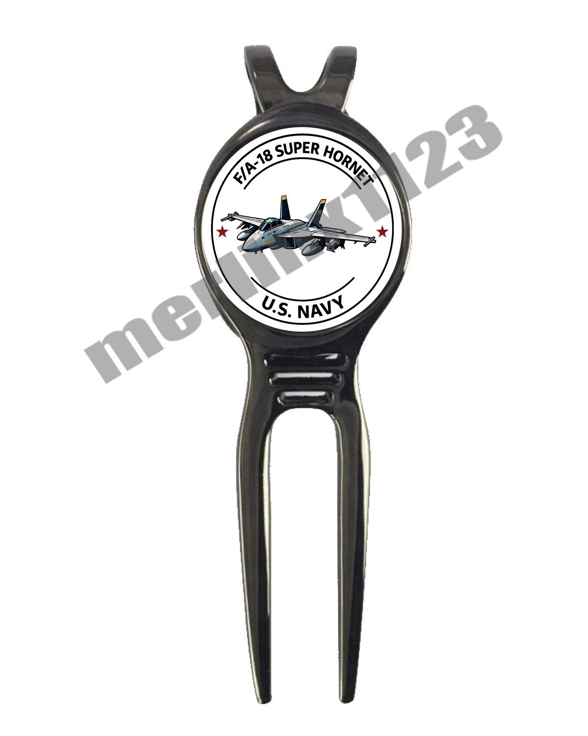 F/A-18 Super Hornet US Navy Golf Ball Marker + Black Gunmetal Divot Tool