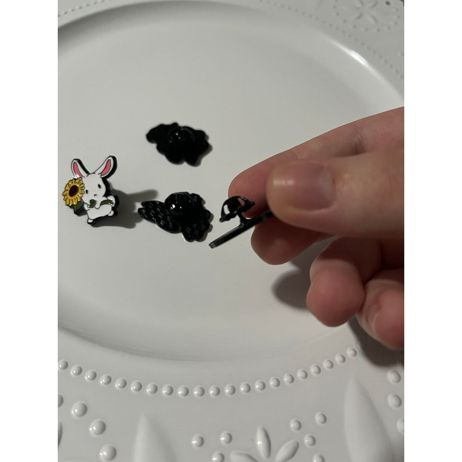 White Bunny Cottagecore Enamel Pins