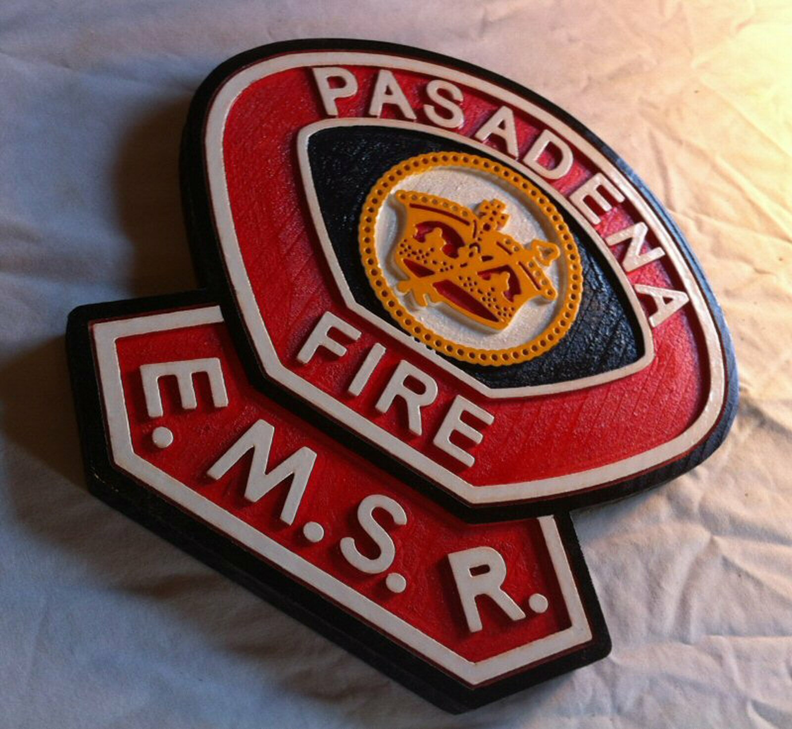 Fire Department Pasadena 3D routed wood patch plaque sign Custom