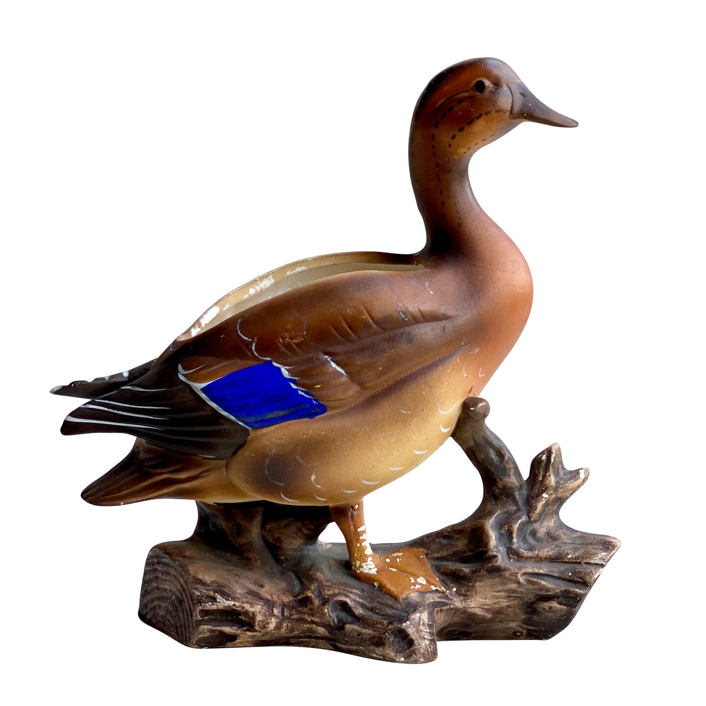 Vintage Ceramic Black Duck Mallard Planter by Enesco Japan