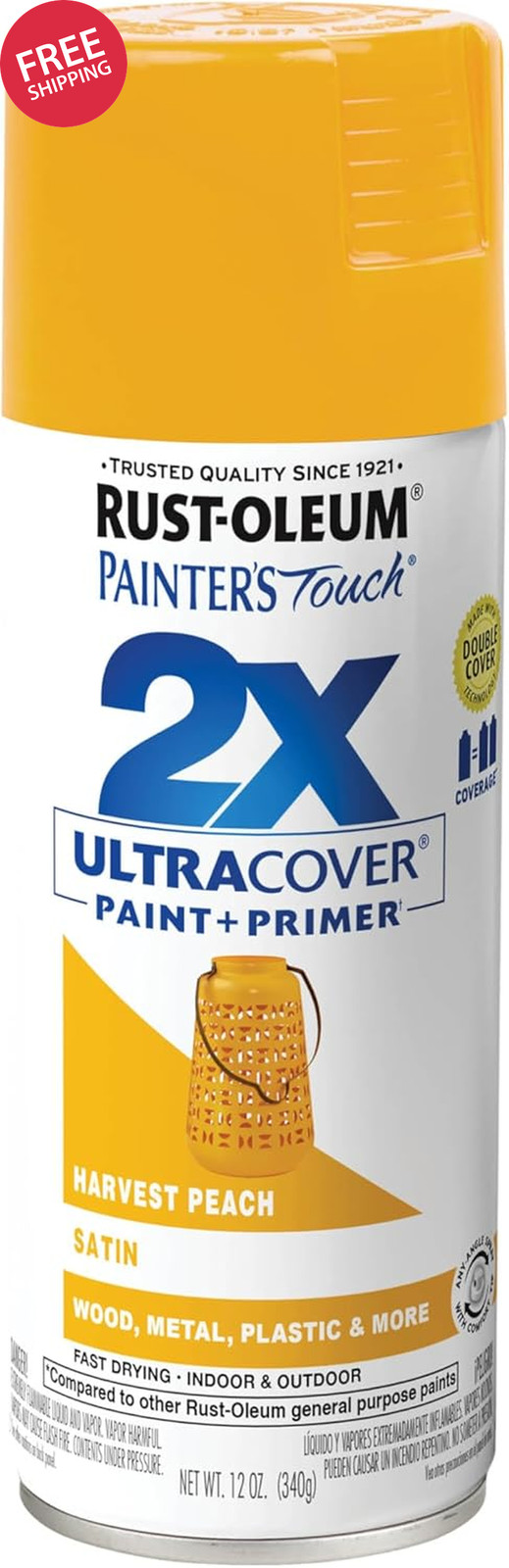 366993 Painter'S Touch 2X Ultra Cover Spray Paint, 12 Oz, Satin Harvest Peach