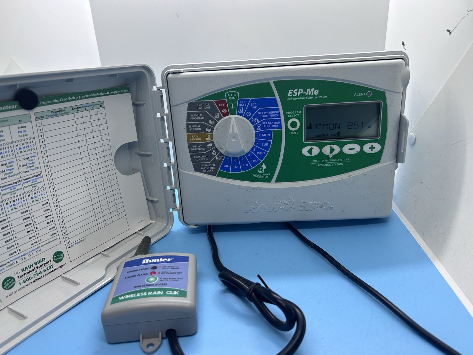 Rainbird ESP-ME Irrigation Controller W/ Power Supply 4-Zone Module & Rain Clik