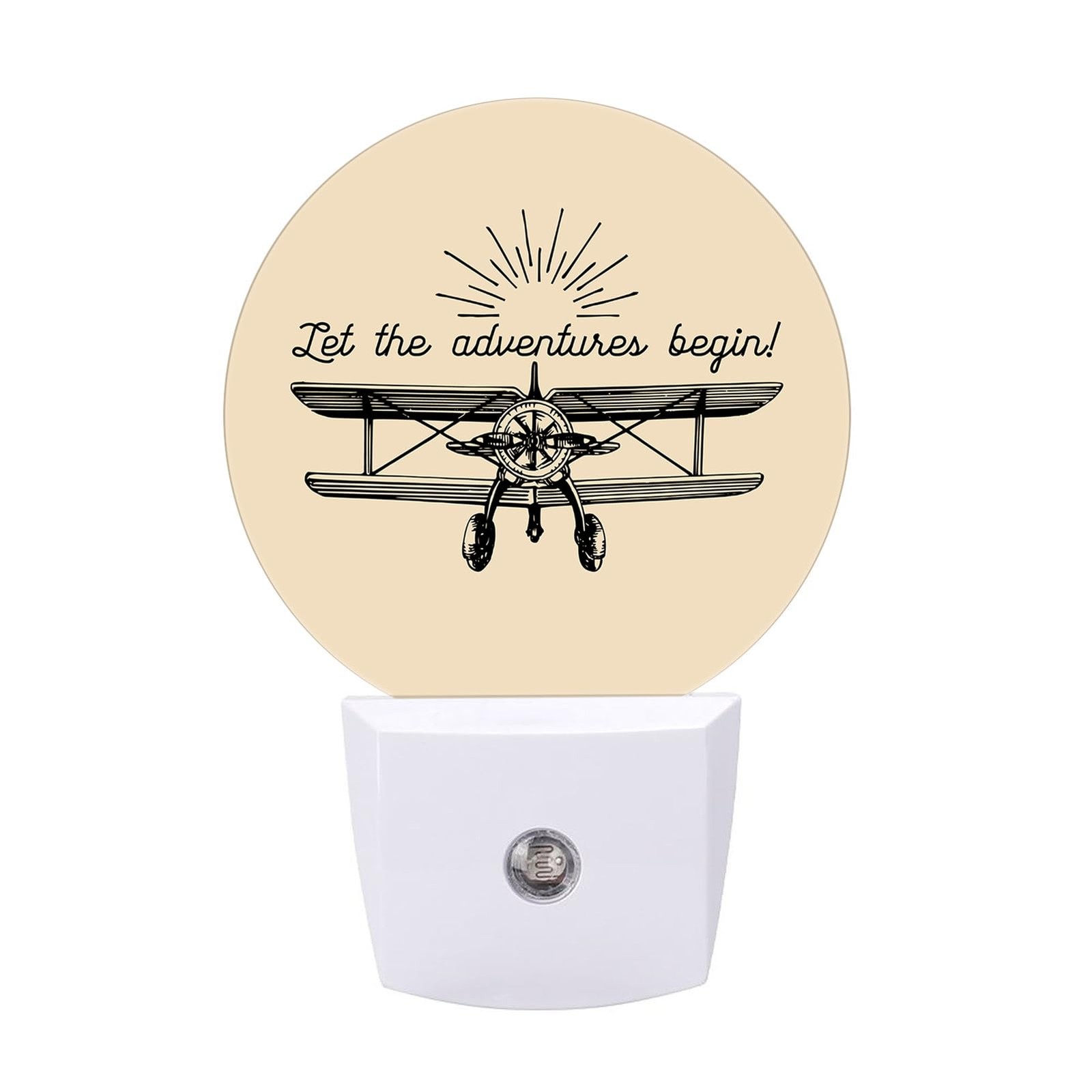 Round LED Night Light,Vintage Retro Airplane LED Night Light Plug into Wall w...