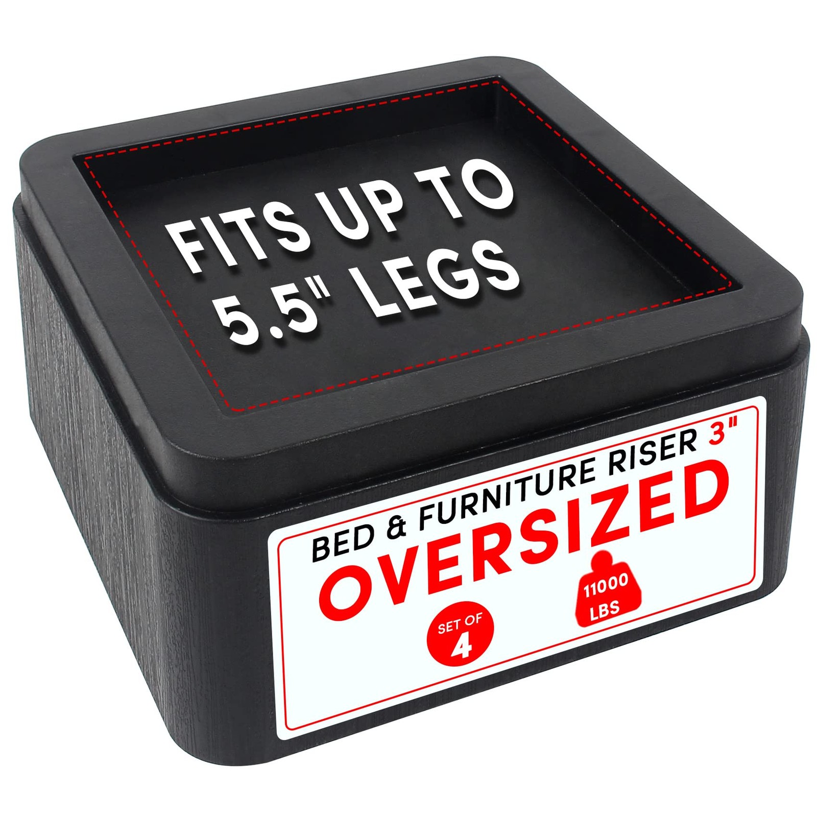 Oversized Bed Risers Heavy Duty Stackable 4 Pack, Furniture Risers for Sofas .