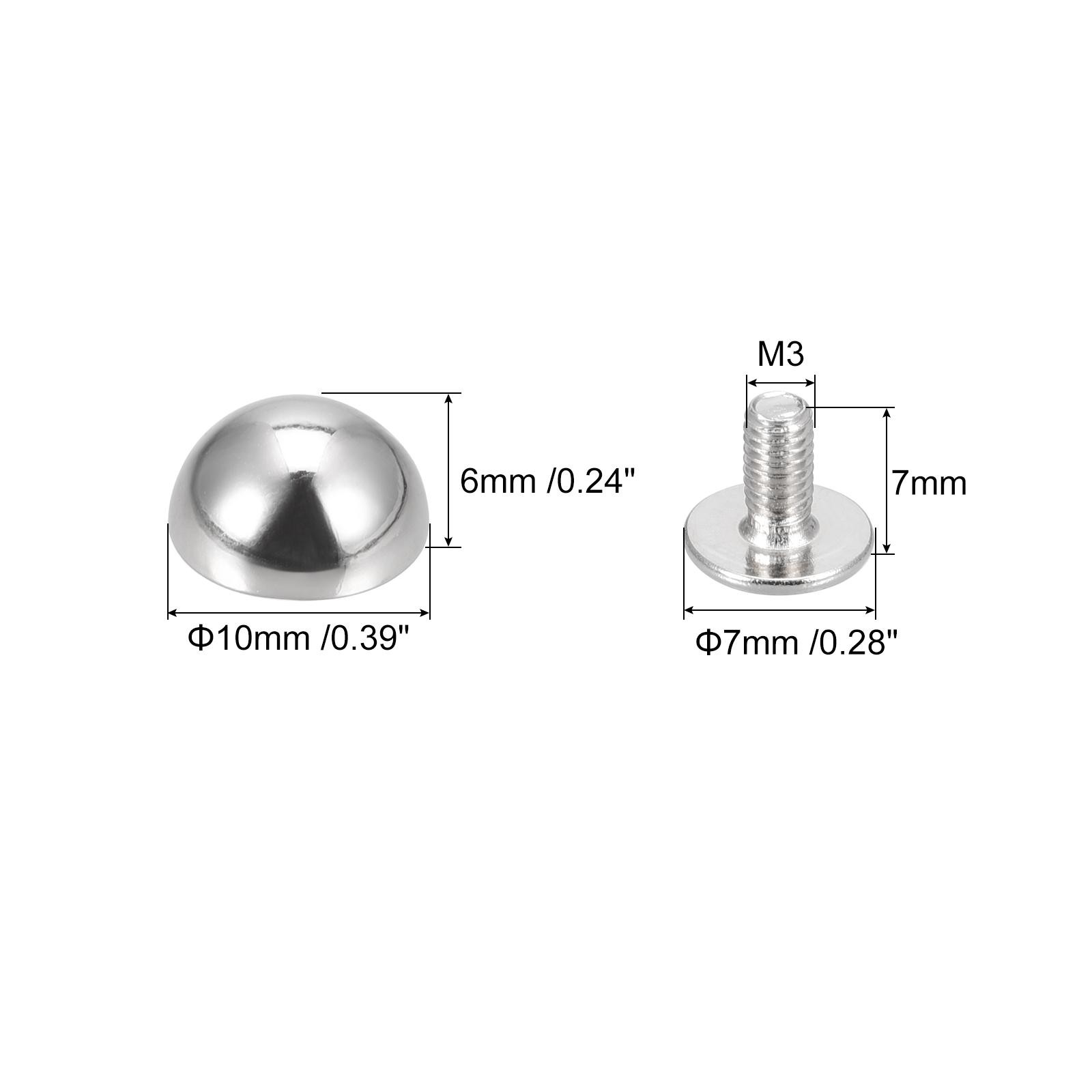 10x6mm Screw Back Rivets Solid Round Head Leather Studs Silver Tone 8 Sets
