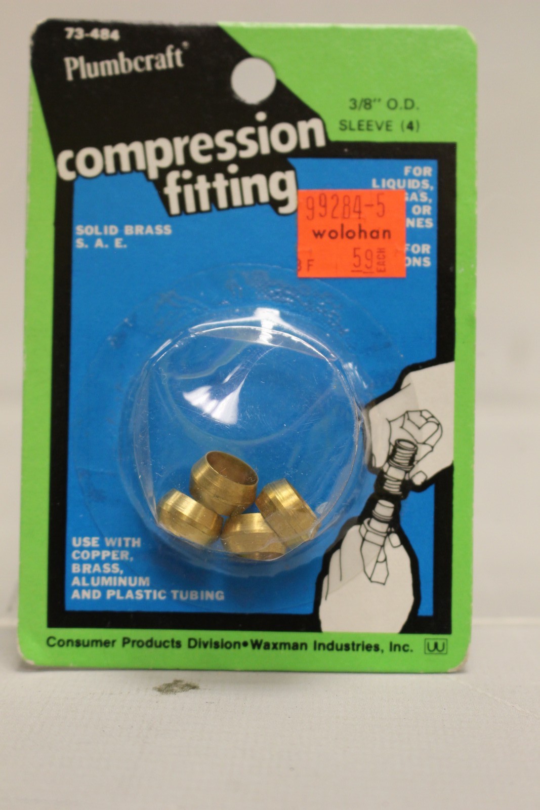 Plumbcraft 3/8" Solid Brass Compression Fitting - 73-484 - New